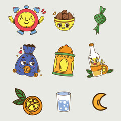 Set of Cute Ramadan Element