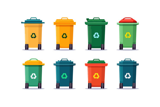 Plastic recycle bin set. Vector illustration design.