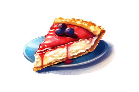 Slice of pie watercolor. Vector illustration design.