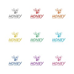 Honey organic product template icon isolated on white background. Set icons colorful