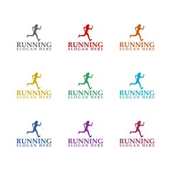 Running Sports Logo design Template  icon isolated on white background. Set icons colorful