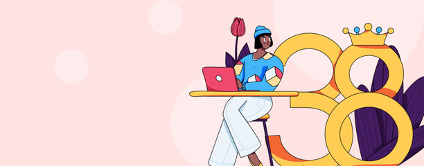 3.12 International Women's Day professional women flat character vector concept operation hand drawn illustration
