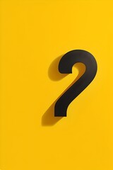 Engaging Question Mark Concept on Vibrant Yellow Background, Offering Ample CopySpace for Your Custom Text or Logo