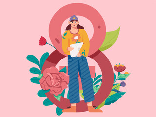 3.12 International Women's Day professional women flat character vector concept operation hand drawn illustration

