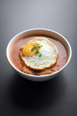 Sopa criolla a la minuta peruvian beef soup food with fried egg