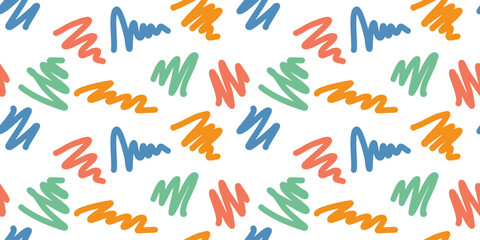 Colorful lines doodle Seamless pattern background. Creative minimalist modern line art background. Abstract Contemporary modern trendy. vector illustrations