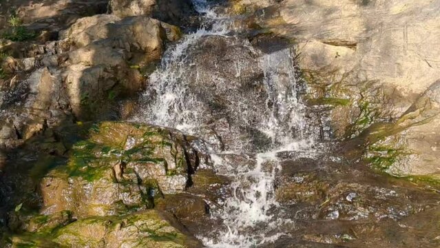 Water flowing over rocks