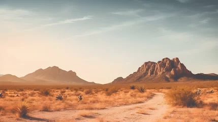Foto op Plexiglas Mountain desert texas background landscape. Wild west western adventure explore inspirational vibe © miss creative