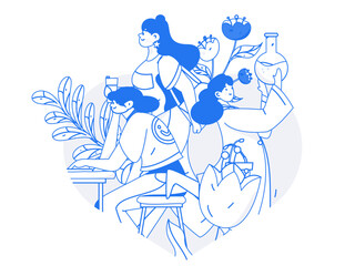 3.12 International Women's Day professional women flat character vector concept operation hand drawn illustration
