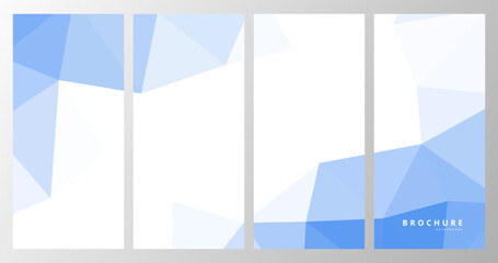 set of brochures with blue white geometric background with triangles