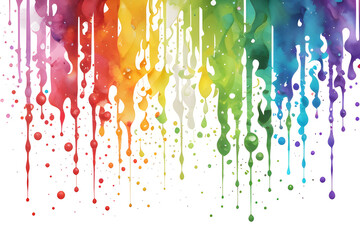 Rainbow watercolor banner background on white. Pure vibrant watercolor colors. Creative paint gradients, fluids, splashes, spray and stains. Abstract background 