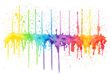 Rainbow watercolor banner background on white. Pure vibrant watercolor colors. Creative paint gradients, fluids, splashes, spray and stains. Abstract background 