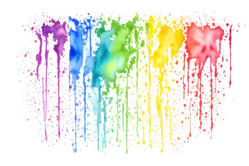 Rainbow watercolor banner background on white. Pure vibrant watercolor colors. Creative paint gradients, fluids, splashes, spray and stains. Abstract background 