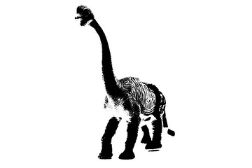 black dinosaur silhouette isolated on white background, model of dinosaurs toys © sutichak