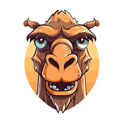 Camel mascot head cartoon style color minimalist