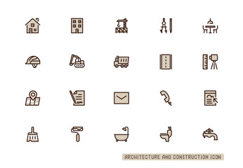 建築や住宅関係のアイコンセット モノトーンのアイコン