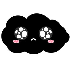 Cute Black Cloud Mascot Character Kawaii Cartoon illustration