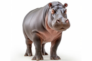 Hippo isolated on a white background. Animal front view portrait.