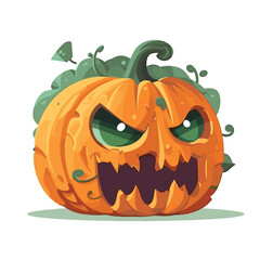 Eerie Halloween Pumpkin Mascot: Vector Artistry on white background , Vector illustration