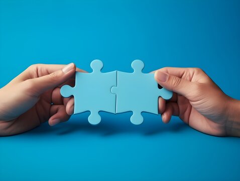R&auml;tselhaftes Miteinander: Puzzleteile und H&auml;nde