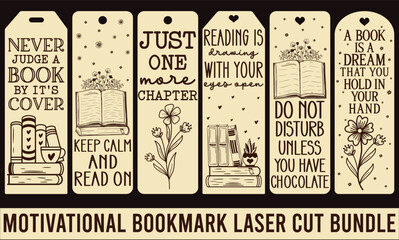 motivational bookmark laser cut bundle - obrazy, fototapety, plakaty