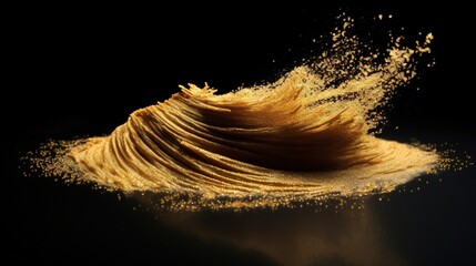  a close up of a wave of food on a black background.  generative ai