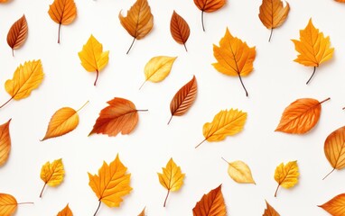 autumn leaves isolated on white, tile
