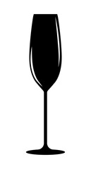 Vector icon. Narrow tall champagne glass.