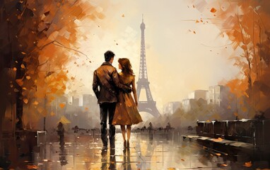 Autumn Retreat in Paris: Romantic Walk with a View of the Eiffel Tower.