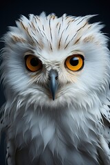 Naklejka premium small white owl - closeup portrait (Generative AI)