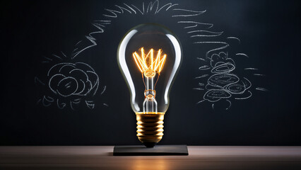 light bulb idea concept on blackboard. generative ai 