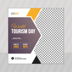 World Tourism Day social media post design vector template