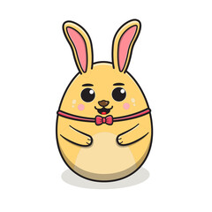cute rabbit animal character in the shape of a moon like an egg. bunny character cartoon