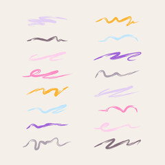 Vector Hand Drawn Flat Abstract Wavy Ink Brush Stroke Collection