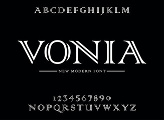 VONIA, unique geometric circular display and minimalist style font vector set.