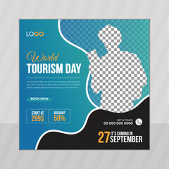 World Tourism Day social media post design vector template