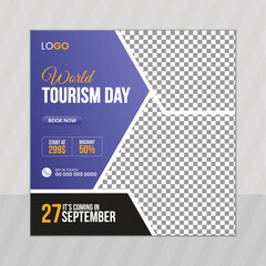 World Tourism Day social media post design vector template