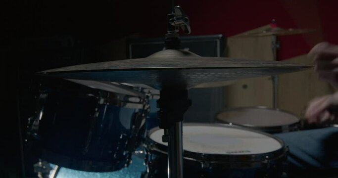 Drumming, hi-hat close-up, cymbals clatter