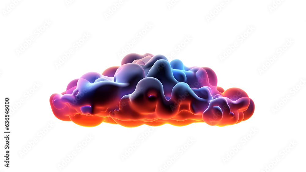 Aufkleber abstract 3d cloud illuminated with neon light. glowing fantasy three-dimensional cute smoke backgrou