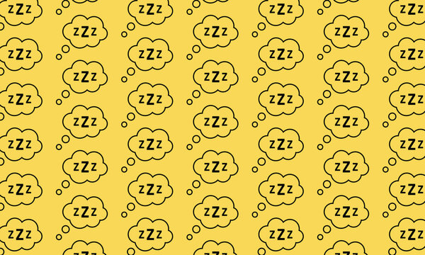 Sleeping bubble with zzz different style Pattern on yellow Bg․ Vector ilustration