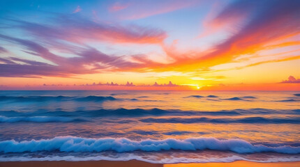 Obraz premium Sunset Serenity: Mesmerizing Beachscape Bathed in Colors