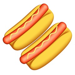 Hotdog fast food. 3d render