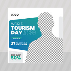 World Tourism Day social media post design vector template