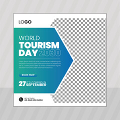 World Tourism Day social media post design vector template