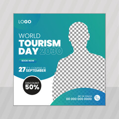 World Tourism Day social media post design vector template