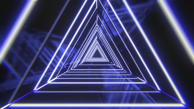 Blue Neon Triangle Tunnel VJ Loop