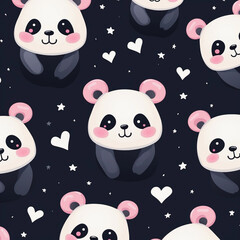 seamless pattern panda bears 