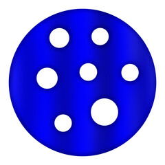 Glossy Blue Circle with Holes Isolated on White