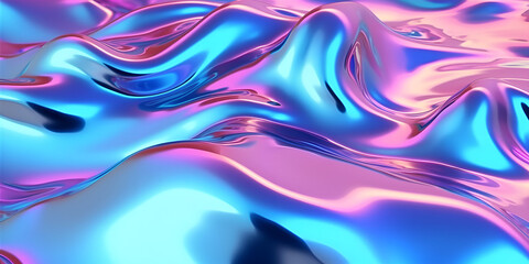 Abstract holographic Iridescent satin background. Generative AI
