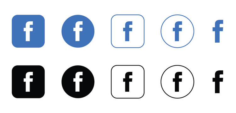 facebook icons. popular facebook icon set. Social media icon set. facebook icon outline and flat icon. Vector editorial